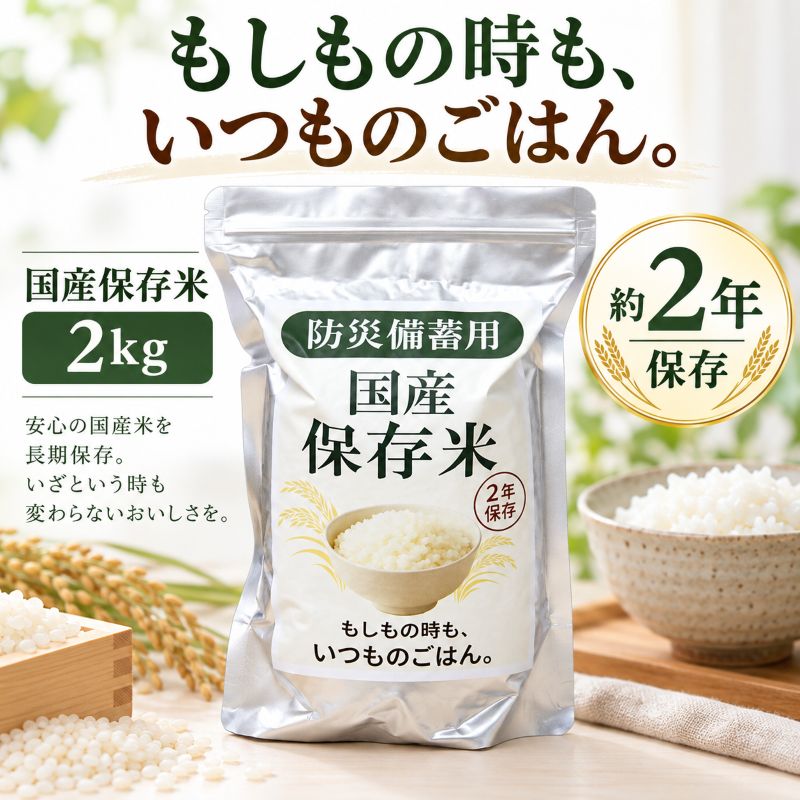防災備蓄用の長期保存米（国産・2年保存）